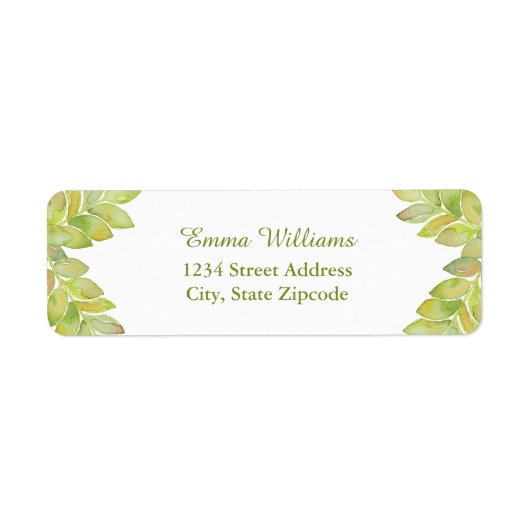 Étiquette de adresse naturel Feuille vert clair (Devant)