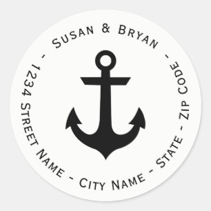 Étiquette de adresse nautique circulaire de retou