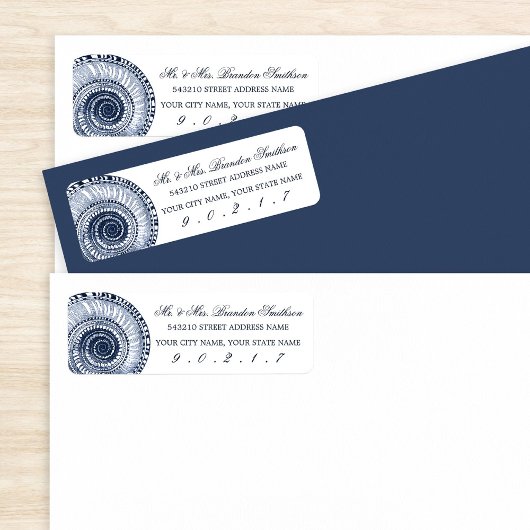 Étiquette de adresse Navy Blue Sea Shell