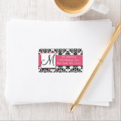 Étiquette de adresse noir blanc floral Damask rose (En situation)