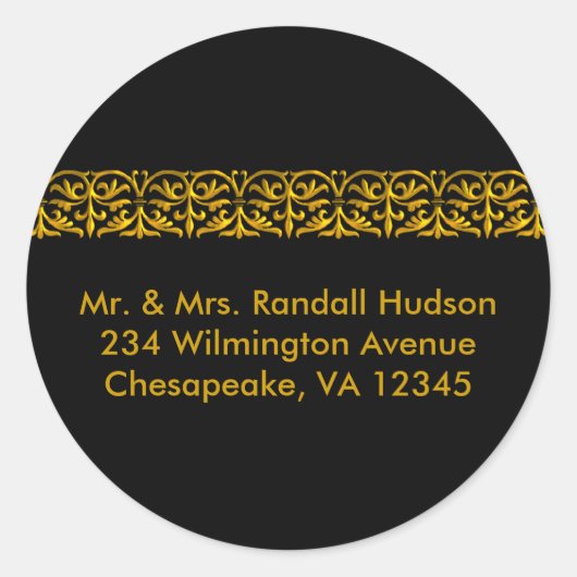 Étiquette de adresse noir et or (Devant)