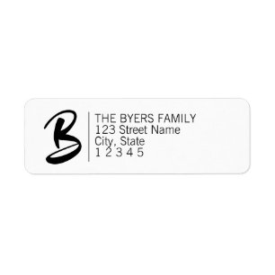 Étiquette de adresse noir moderne de monogramme d