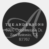 Étiquette de adresse noir monogramme en gras (Devant)