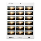 Étiquette de adresse Océan coucher de soleil (Feuille entière)