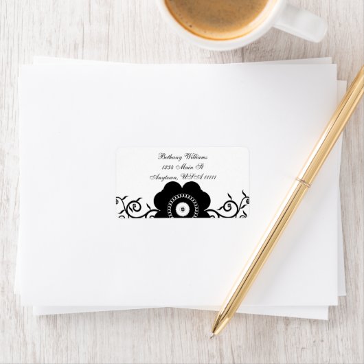 Étiquette de adresse Onyx Bloom (En situation)