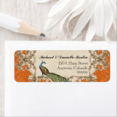 Étiquette de adresse - Orange Vintage Peacock & Et (En situation)