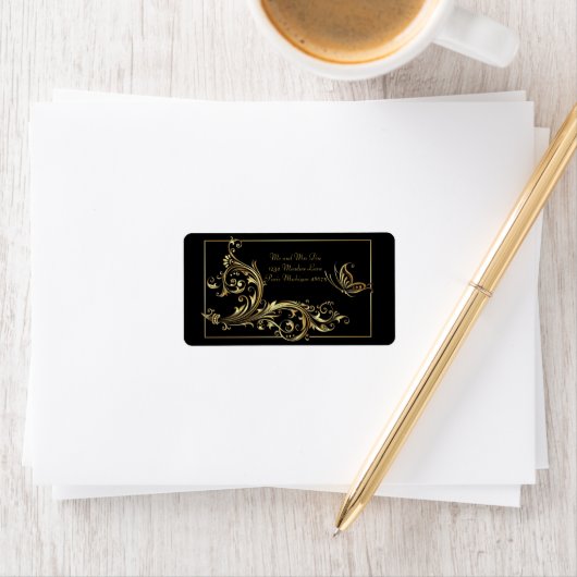 Étiquette de adresse/papillon et perruques (En situation)