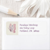 Étiquette de adresse papillon Rose Lavender (En situation)