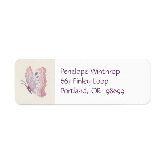 Étiquette de adresse papillon Rose Lavender (Devant)