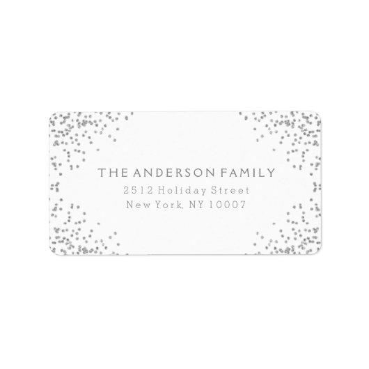 Étiquette de adresse parties scintillant en argent (Devant)