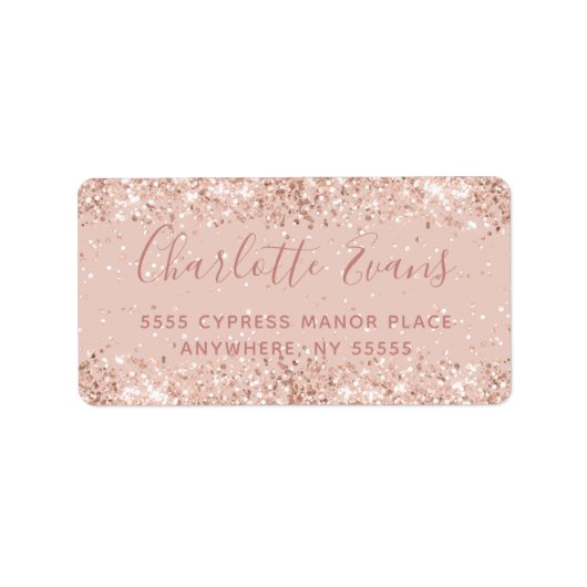 Étiquette de adresse Parties scintillant rose (Devant)