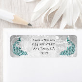 Étiquette de adresse Peacocks turquoise (En situation)