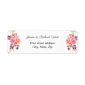 Étiquette de adresse personnalisé Peach Gold Flora (Devant)