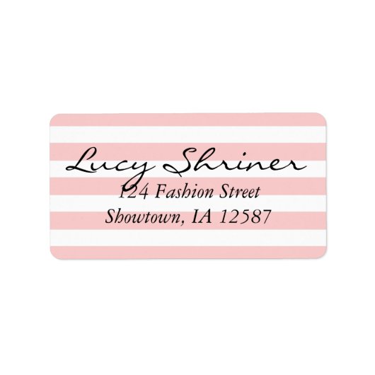 Étiquette de adresse personnalisé Pink Stripe (Devant)