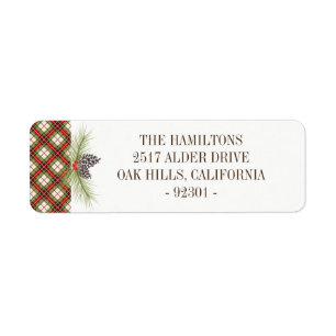 Étiquette de adresse personnalisé plaid hiver