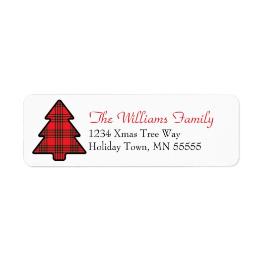 Étiquette de adresse Plaid Arbre de Noël (Devant)