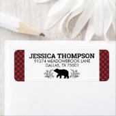 Étiquette de adresse Plaid de bison d'ours de bûch (En situation)