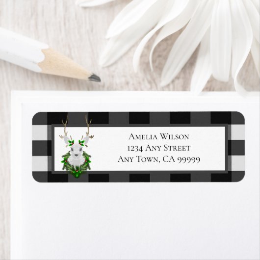 Étiquette de adresse Plaid de Buffalo de rennes fe (En situation)