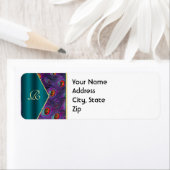 Étiquette de adresse Plum Peacock turquoise (En situation)