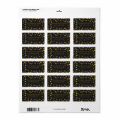 Étiquette de adresse points noir et or (Feuille entière)