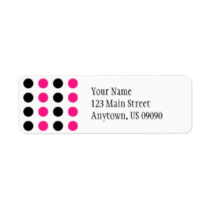Étiquette de adresse pois (Rose chaud / Noir)