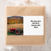 Étiquette de adresse, retour, arbres de chute, tra (En situation)