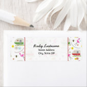 Étiquette de adresse Rétro Trailers & Flamants ros (En situation)