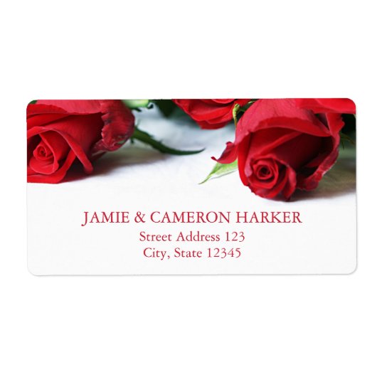 Étiquette de adresse romantique de Roses rouges (Devant)
