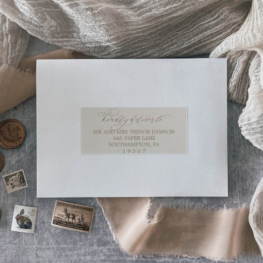 Étiquette de adresse romantique d'or et d'ivoire