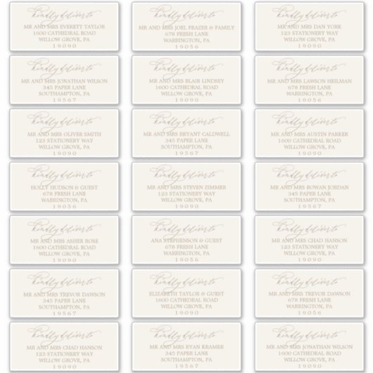 Étiquette de adresse romantique d'or et d'ivoire (Devant)