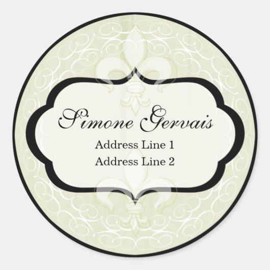 Étiquette de adresse romantique français chic en V (Devant)