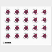 Étiquette de adresse rond à fleurs violet profond (Feuille)