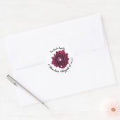 Étiquette de adresse rond à fleurs violet profond (Enveloppe)