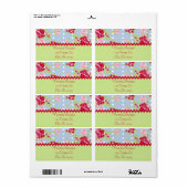 Étiquette de adresse rose Cottage (Feuille entière)