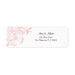 Étiquette de adresse rose de fleur de cornouiller