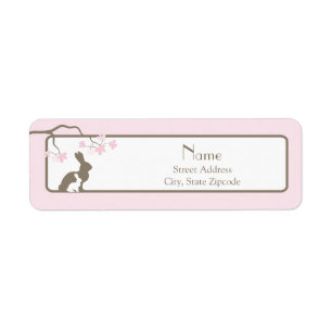 Étiquette de adresse rose de lapin de mère et de