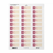 Étiquette de adresse rose décoré d'un monogramme (Feuille entière)