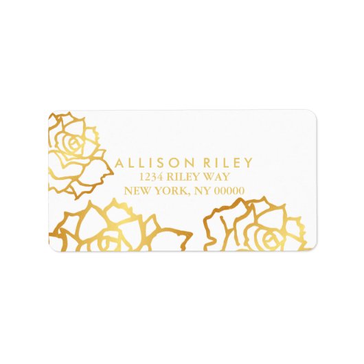 Étiquette de adresse Rose d'or - Blanc (Devant)