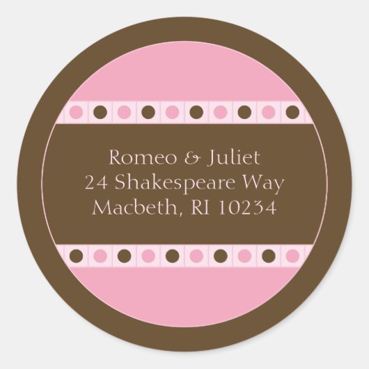 Étiquette de adresse - rose et Brown (Devant)