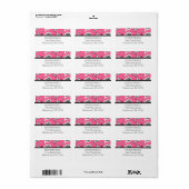 Étiquette de adresse rose et noir (Feuille entière)