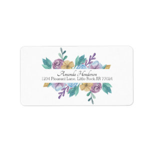 Étiquette de adresse Rose Floral Purple Aquarelle