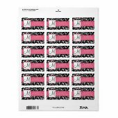 Étiquette de adresse rose noir blanc Damask (Feuille entière)