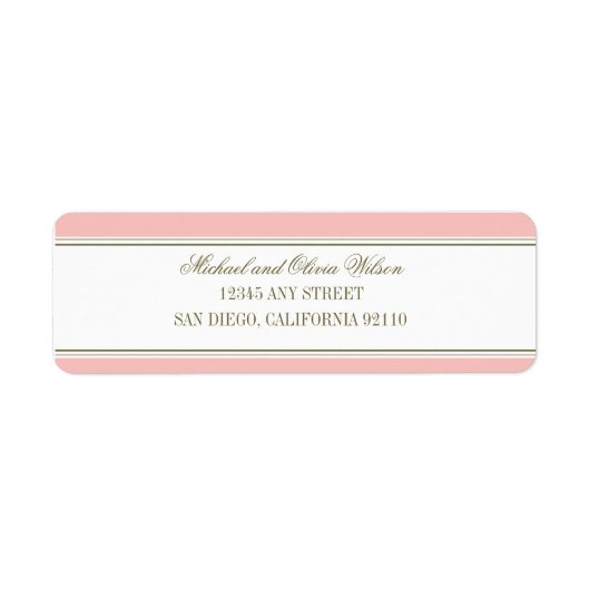 Étiquette de adresse rose pâle simple (Devant)