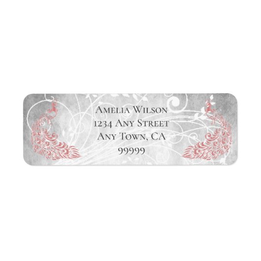 Étiquette de adresse rose Peacocks (Devant)