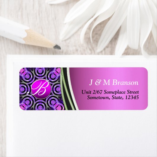 Étiquette de adresse rose violet à bille (En situation)