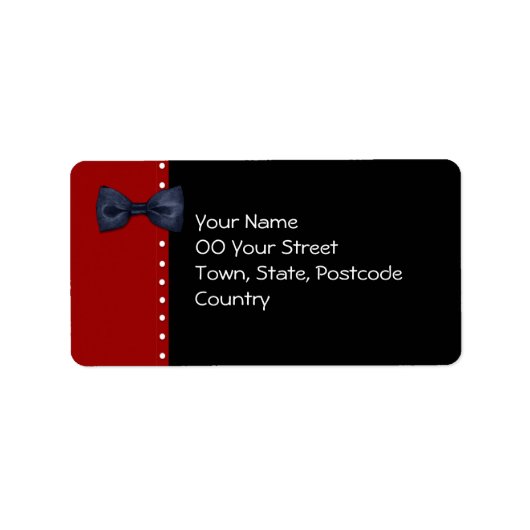 Étiquette de adresse rouge BowTie noir (Devant)