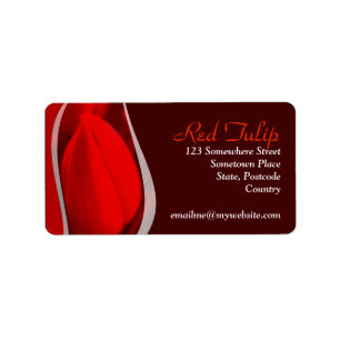Étiquette de adresse rouge de tulipe