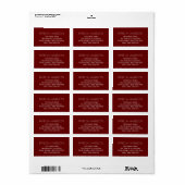 Étiquette de adresse rouge foncé avec son nom (Feuille entière)