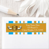 Étiquette de adresse Royal Gold Crown & Blue Princ (En situation)