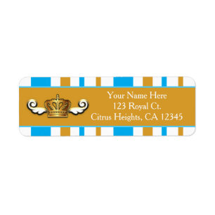 Étiquette de adresse Royal Gold Crown & Blue Princ